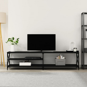 TV Cabinet Black Engineered wood, Metal 78.7 in long TV...