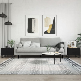 Coffee Table Set of 2 Black Engineered wood, iron Compa...