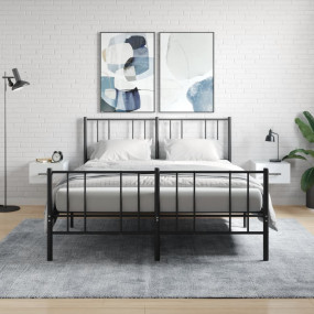 Wall-mounted Bedside Cabinet Set of 2 High gloss white