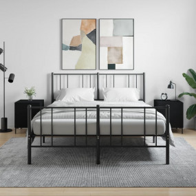 Bedside Cabinet Set of 2 Black Engineered wood, Iron