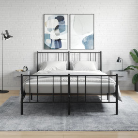Wall-mounted Bedside Cabinet Set of 2 Concrete Grey Eng...