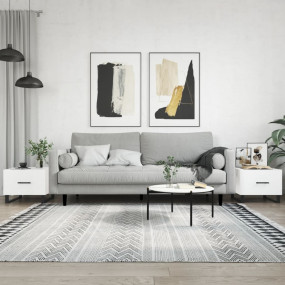Coffee Table Set of 2 High Gloss White Engineered Wood ...