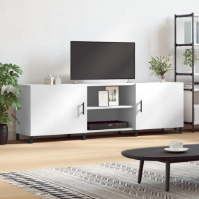TV Cabinet White Engineered wood, Iron Large TV Cabinet