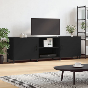 TV Cabinet Black Engineered wood and iron 59.1 in width