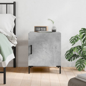 Bedside Cabinet Concrete Grey Engineered Wood, Iron