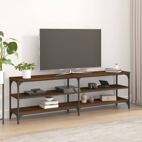 TV Cabinet Brown Oak Engineered Wood Long Adjustable Fe...