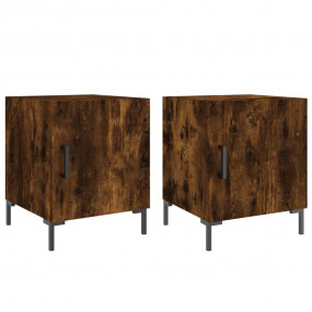 Bedside Cabinet Set of 2 Smoked oak Engineered wood, Ir...
