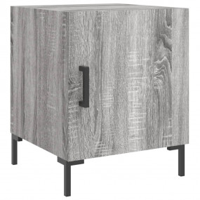 Bedside Cabinet Grey Sonoma Engineered Wood, Iron Stand...