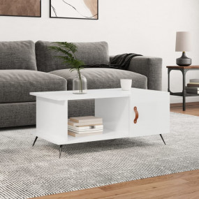 Coffee Table High gloss white Engineered wood, Iron Med...