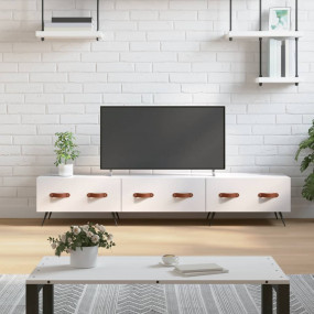 TV Cabinet High Gloss White Engineered wood, iron
