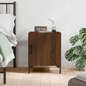 Bedside Cabinet Brown Oak Engineered Wood Medium Bedsid...