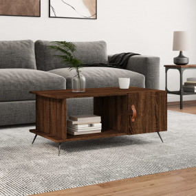 Coffee Table Brown Oak Engineered Wood, Iron Medium Cof...