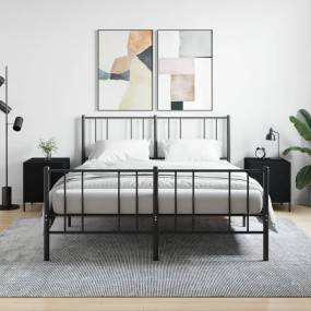 Bedside Cabinet Set of 2 Black Engineered Wood, Iron