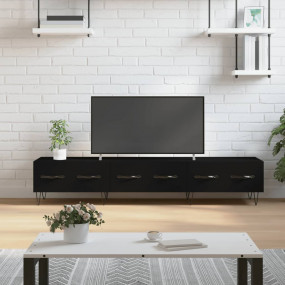 TV Cabinet Black Engineered wood, iron Compact TV Cabin...