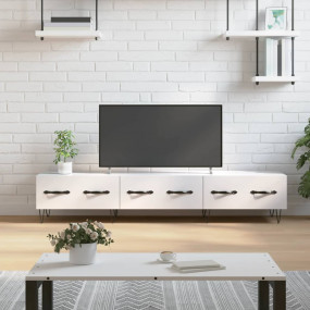 TV Cabinet High gloss white Engineered wood, iron Large