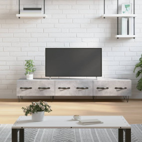 TV Cabinet Concrete Grey Engineered Wood, Iron 59.1 in ...