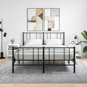 Bedside Cabinet Set of 2 White Engineered wood and iron...