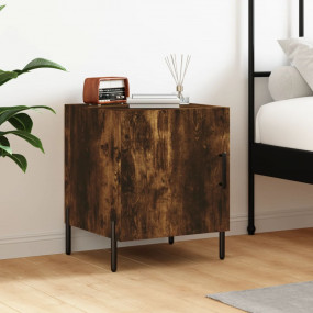 Bedside Cabinet Smoked Oak Engineered Wood, Iron Small ...