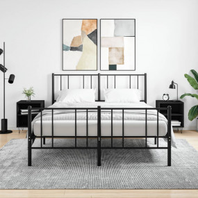 Bedside Cabinet Set of 2 Black Engineered wood Bedside ...