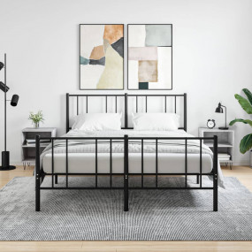 Bedside Cabinet Set of 2 Concrete Grey Engineered Wood,...