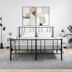 Bedside Cabinet Set of 2 White Engineered Wood, Iron