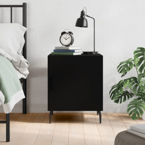 Bedside Cabinet Black Engineered wood, iron, aluminum