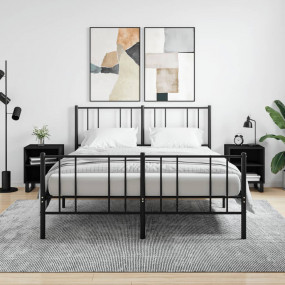 Bedside Cabinet Set of 2 Black Engineered wood Medium