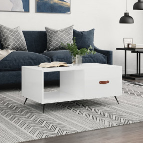 Coffee Table High gloss white Engineered wood, iron Cof...