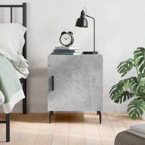 Bedside Cabinet Concrete Grey Engineered Wood, Iron Sma...