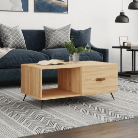 Coffee Table Sonoma Oak Engineered Wood, Iron Medium Co...