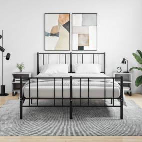 Bedside Cabinet Set of 2 Concrete Grey Engineered Wood,...