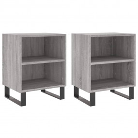 Bedside Cabinet Set of 2 Grey Sonoma Engineered Wood Me...