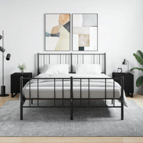 Bedside Cabinet Set of 2 Black Engineered wood, Iron Me...