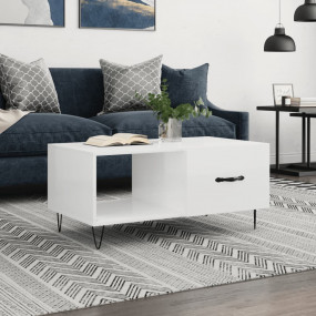 Coffee Table High gloss white Engineered wood, Iron