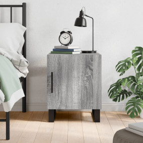 Bedside Cabinet Grey Sonoma Engineered Wood, Iron