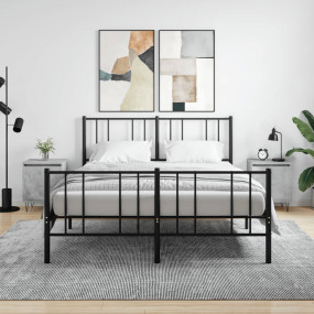 Bedside Cabinet Set of 2 Concrete Grey Engineered Wood ...