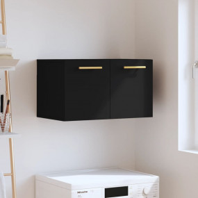 Wall Cabinet Black Engineered Wood Medium Modern Wall C...