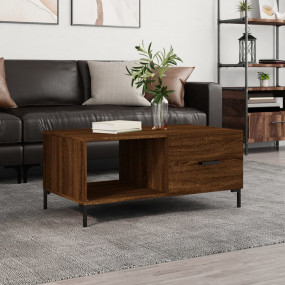 Coffee Table Brown Oak Engineered Wood, Iron Medium Cof...