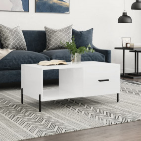 Coffee Table High gloss white Engineered wood, Iron