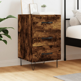 Bedside Cabinet Smoked oak Engineered wood, iron