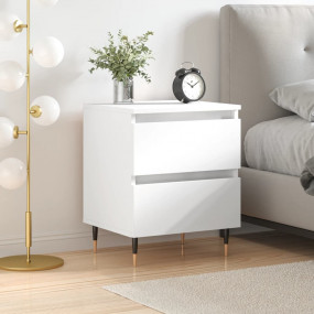 Bedside Cabinet White Engineered wood, Iron 15.7x13.8x1...