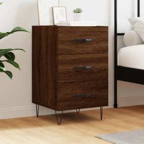 Bedside Cabinet Brown Oak Engineered Wood Medium Bedsid...