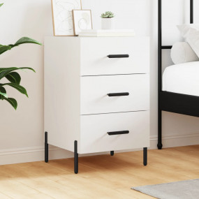 Bedside Cabinet White Engineered wood, Iron Medium