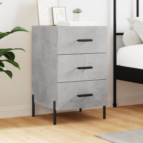 Bedside Cabinet Concrete Grey Engineered Wood, Iron Med...