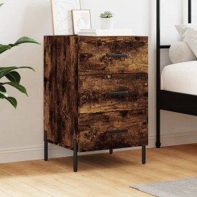 Bedside Cabinet Smoked Oak Engineered wood, Iron Standa...