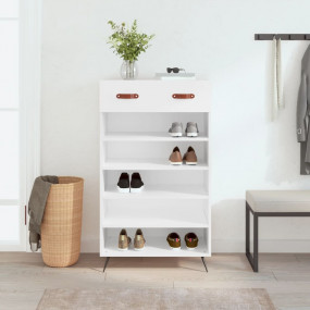 Shoe Cabinet White Engineered wood, iron, faux leather ...