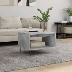 Coffee Table Concrete Gray Engineered Wood, Iron Standa...