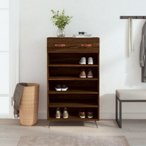 Shoe Cabinet Brown Oak Engineered wood, iron, faux leat...