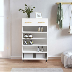 Shoe Cabinet White Engineered Wood Medium Shoe Cabinet