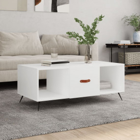 Coffee Table White Engineered wood, Iron Medium Storage